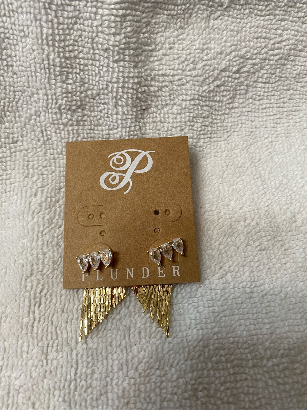 Plunder Gold Tone Teardrop Crystal Earrings